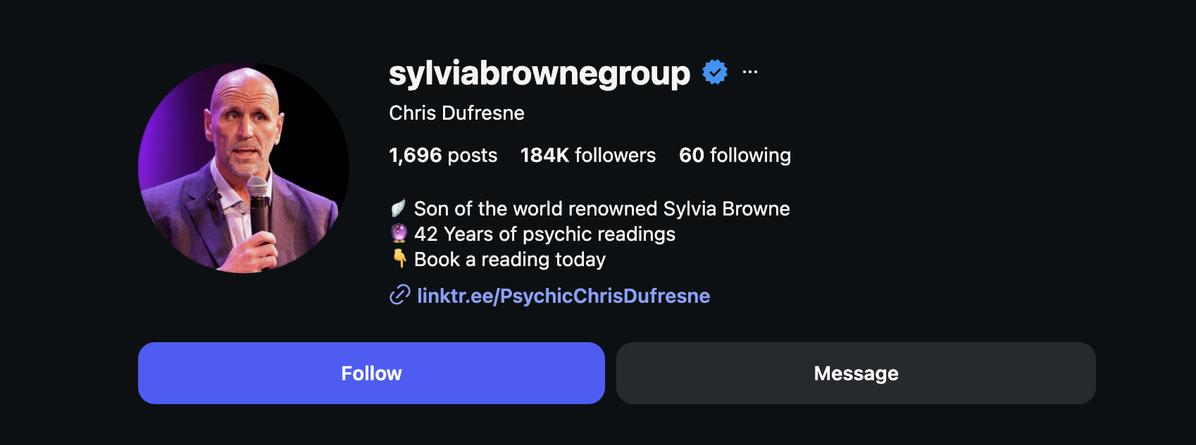 Chris Dufresne Instagram profile with 184K followers
